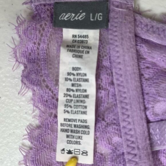 Aerie Purple Lace Bralette Convertible Adjustable Strap Mesh Insert Women Large - Picture 13 of 15
